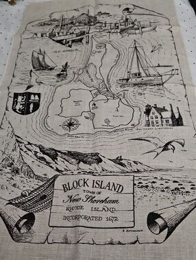 Block Island New Hampshire Linen Tea Towel